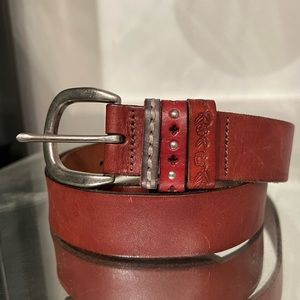 Fossil Red Brown Leather Belt